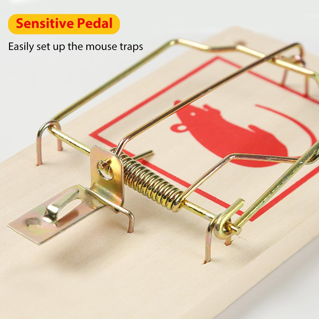 HASTHIP Rat Traps for House Garden and Patio featuring Quick Snap Trigger | 4Pcs 100x45 mm Reusable Wooden Design