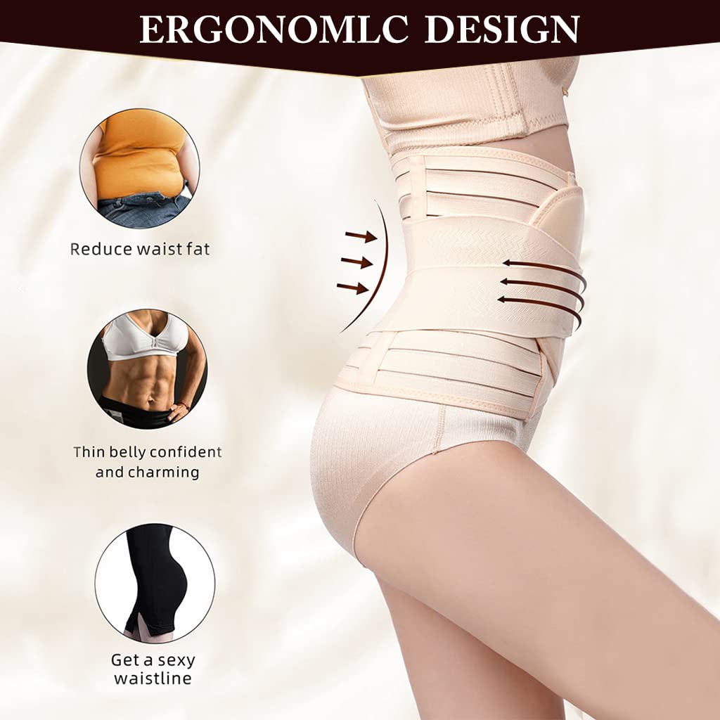 PALAY Postpartum Support Waist Trainer Women Corset Waist Relief Body Shaper Girdle Recovery Belly/Waist/Pelvis Belt Shapewear Slimming Girdle, Beige 55-70kg-XL (Recommend)