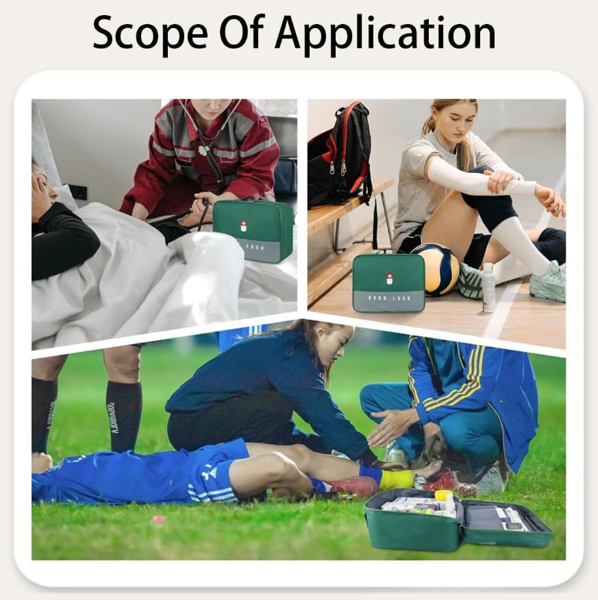 Zibuyu Medicine Organizer for Travel and Home with Dual Bag Set and Pill Compartments | Green