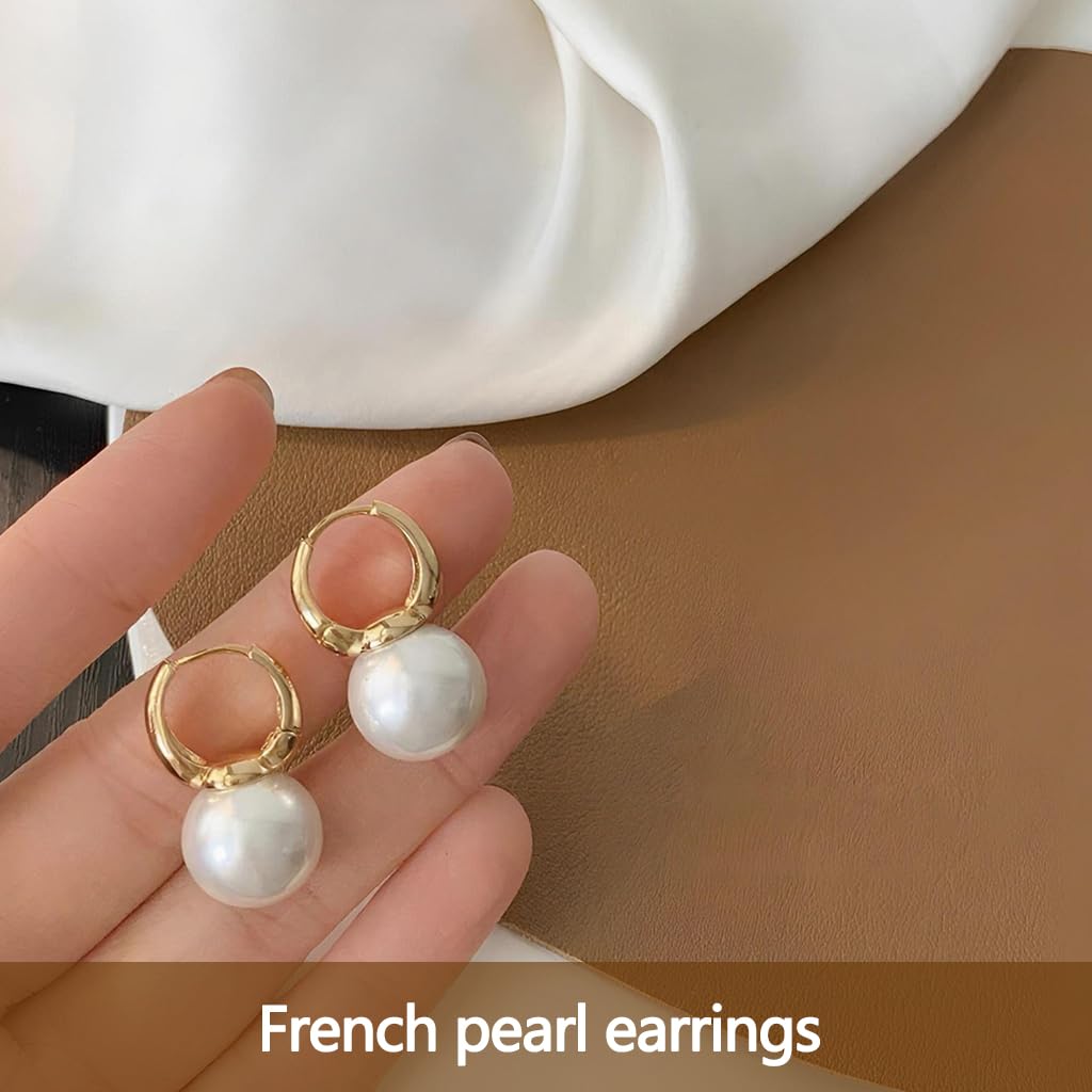 ZIBUYU Pearl Earrings for Women with Secure Closure and Gold Plated Finish | Elegant Gift