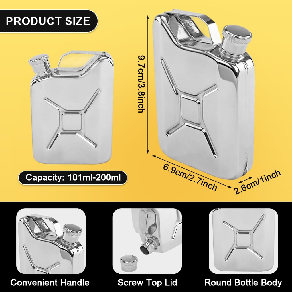 Supvox Liquor Flask for Travel with Leak‑Proof Cap 7oz Vintage Gasoline Barrel Design