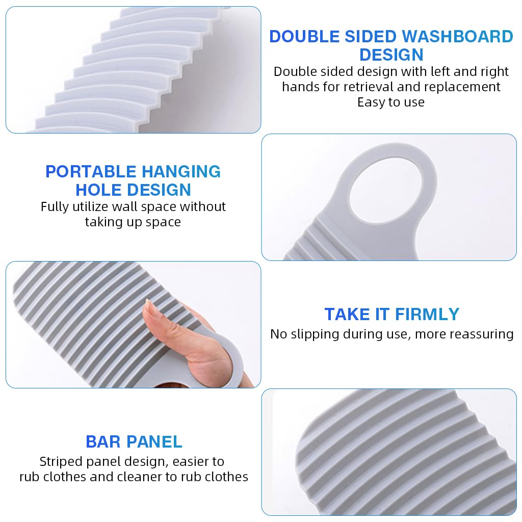 HASTHIP® 4pcs Handheld Mini Washboards for Baby Towel Bibs Corrugated Rubber Washboard with Hole, Multipurpose Mini Washboard for Baby Clothes, Bibs, Socks, Underwear, Makeup Brushes, 9.5x18.5cm