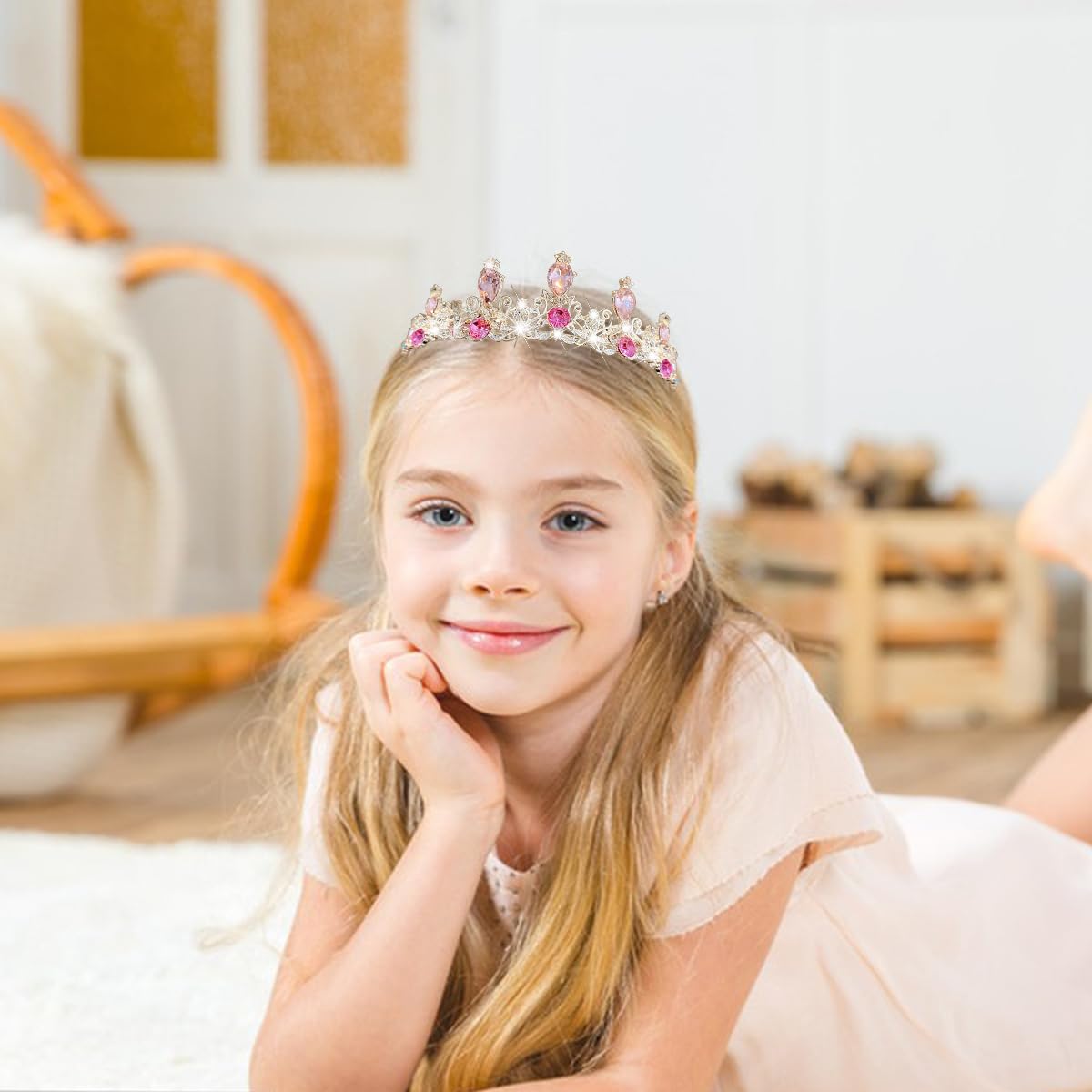 SANNIDHI Crystal Crown for Girls, Birthday Tiara for Girls Kids, Dress-Up Tiara Crown Jewelry Gift Princess Costume Headband Headpiece for Party Cosplay Christmas