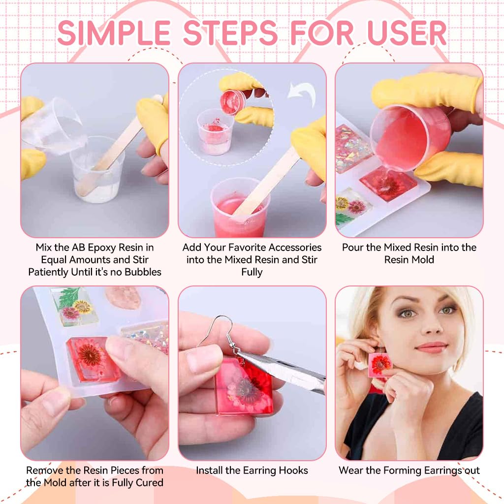 HASTHIP Resin Mold Kit for DIY Tray Making with Gold Handles and 29.5×16cm Silicone Mold