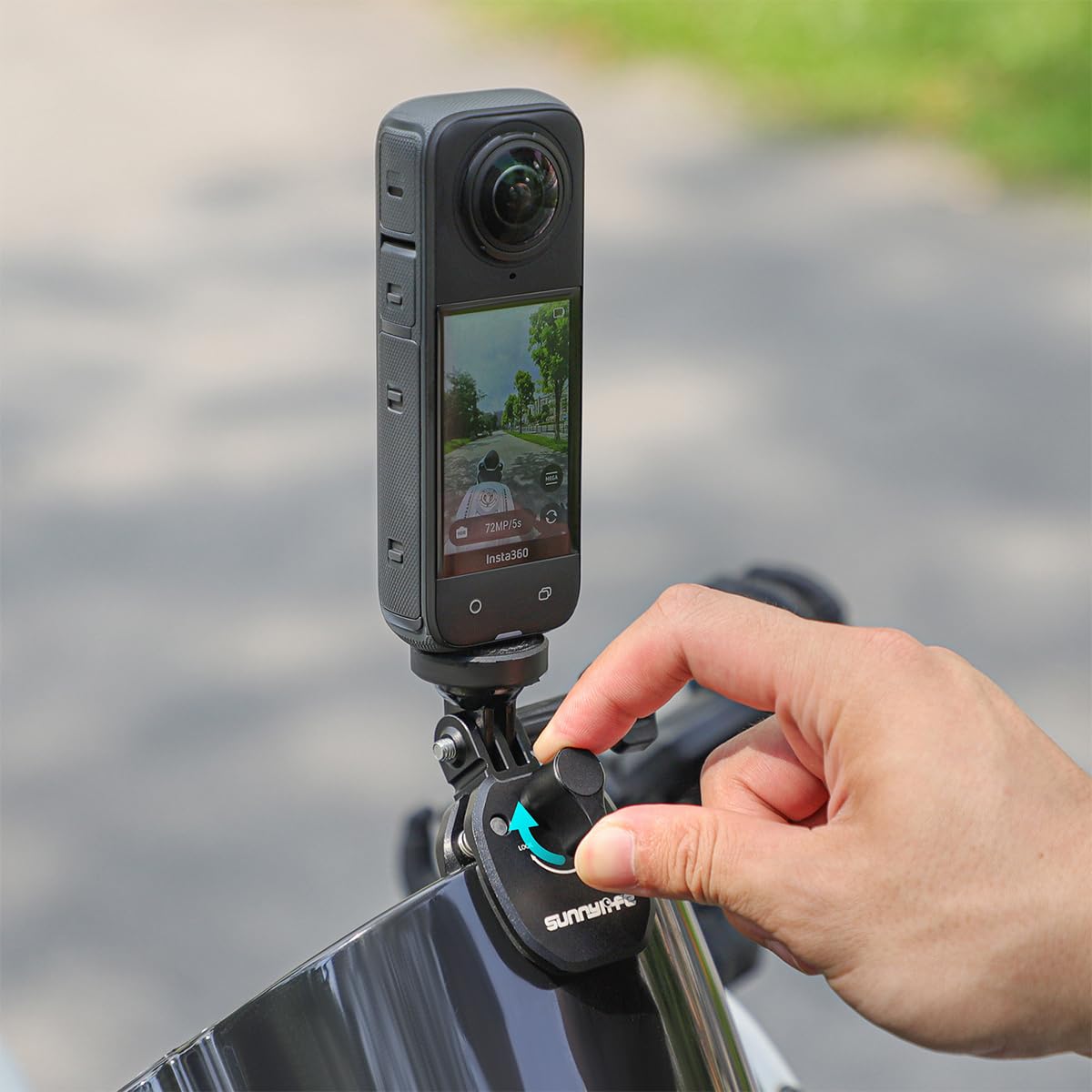 ZORBES Motorcycle Windshield Mount Clamp for Action Cameras with 180° Rotatable Aluminum Clip