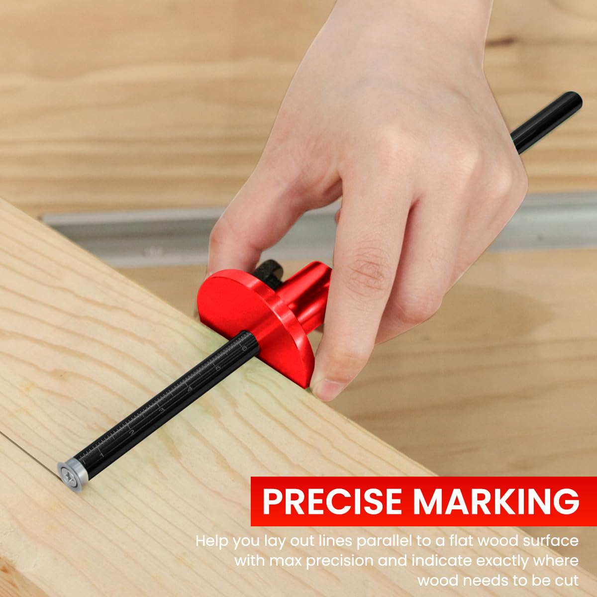 Serplex Wheel Marking Gauge for Woodworking with Adjustable Wheel and Laser Etched Scale | 3 PCS Aluminum Alloy Tool