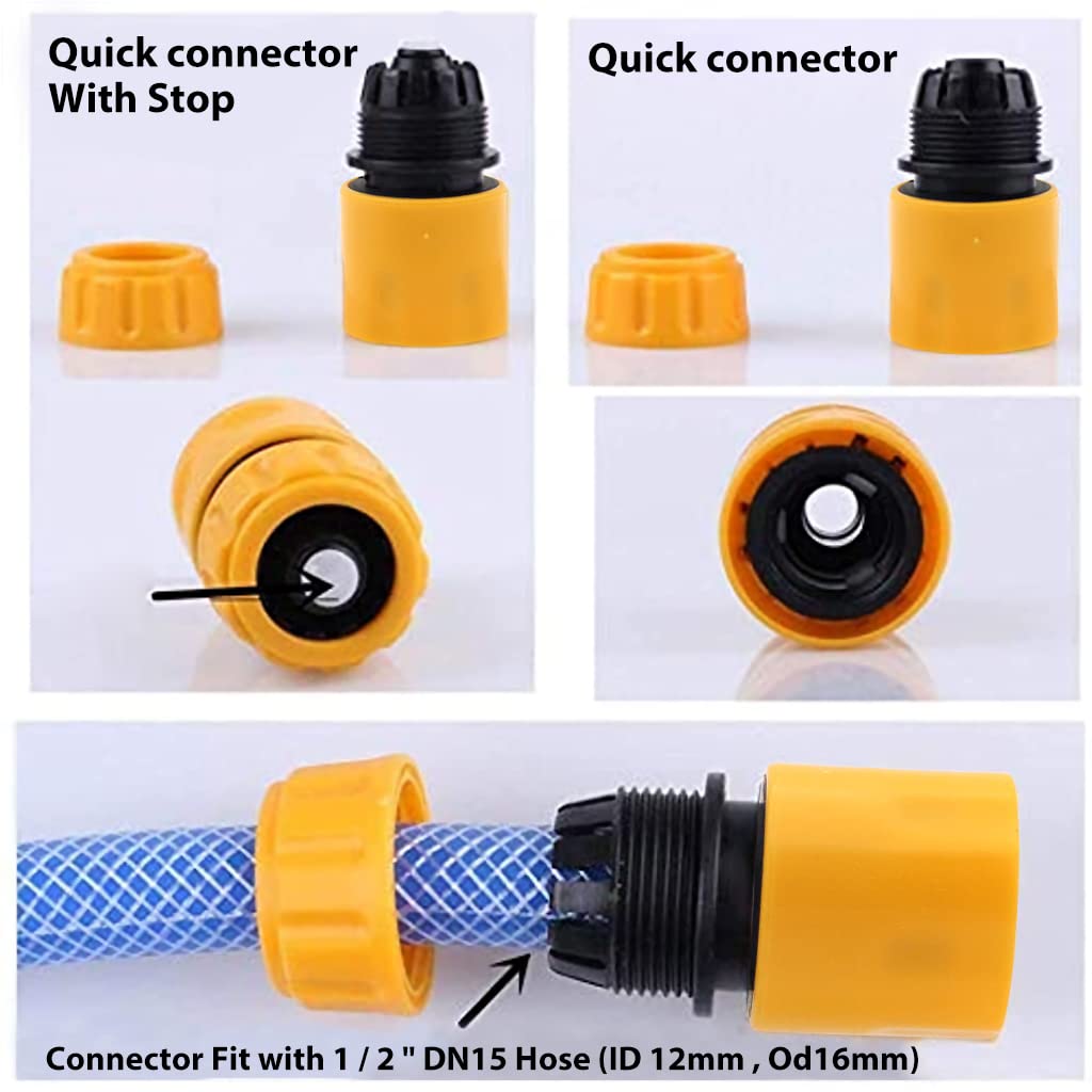 HASTHIP® 12Pcs Hose Pipe Connectors with Garden Hose Nozzle for Tap & Garden Hose, 5 Hose Quick Connector, 1 Hose Waterstop Connector, 2 Double Male & 2 Hose Connector for Car Wash Garden Irrigation