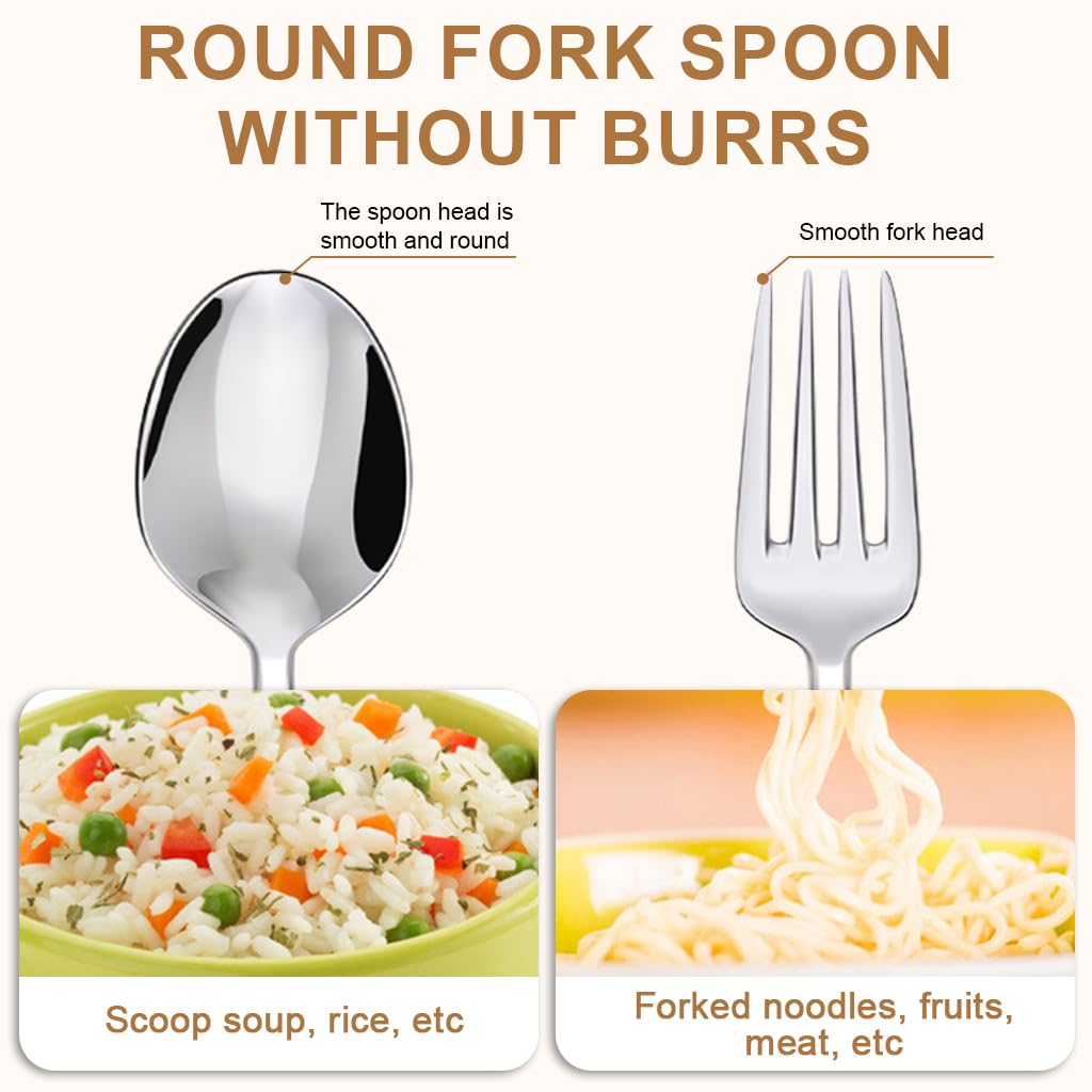 Supvox Fork and Spoon Set with Cartoon Handles and Storage Case for School & Picnic | Stainless Steel Utensils for Kids