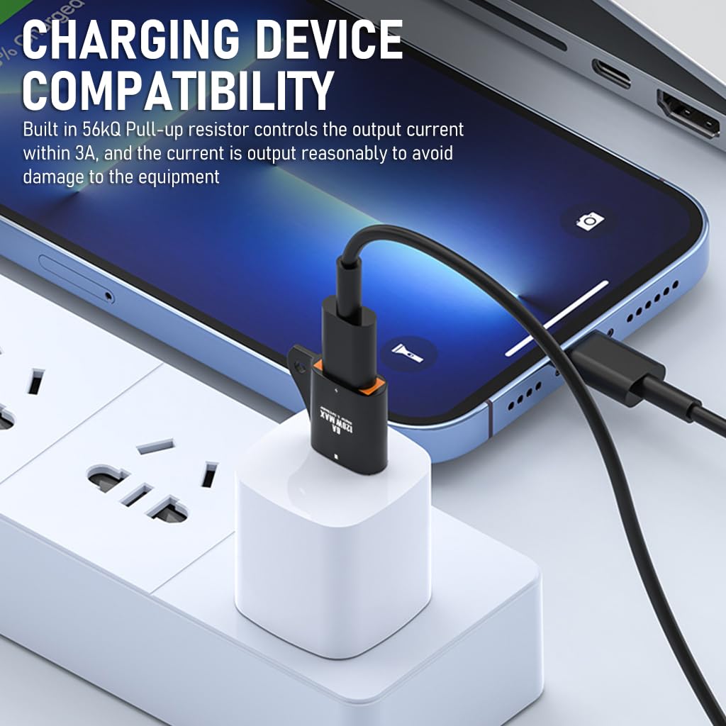 Zeitel USB to USB C Adapter for PC and Laptop with TF Card Reader | Black Fast Charging