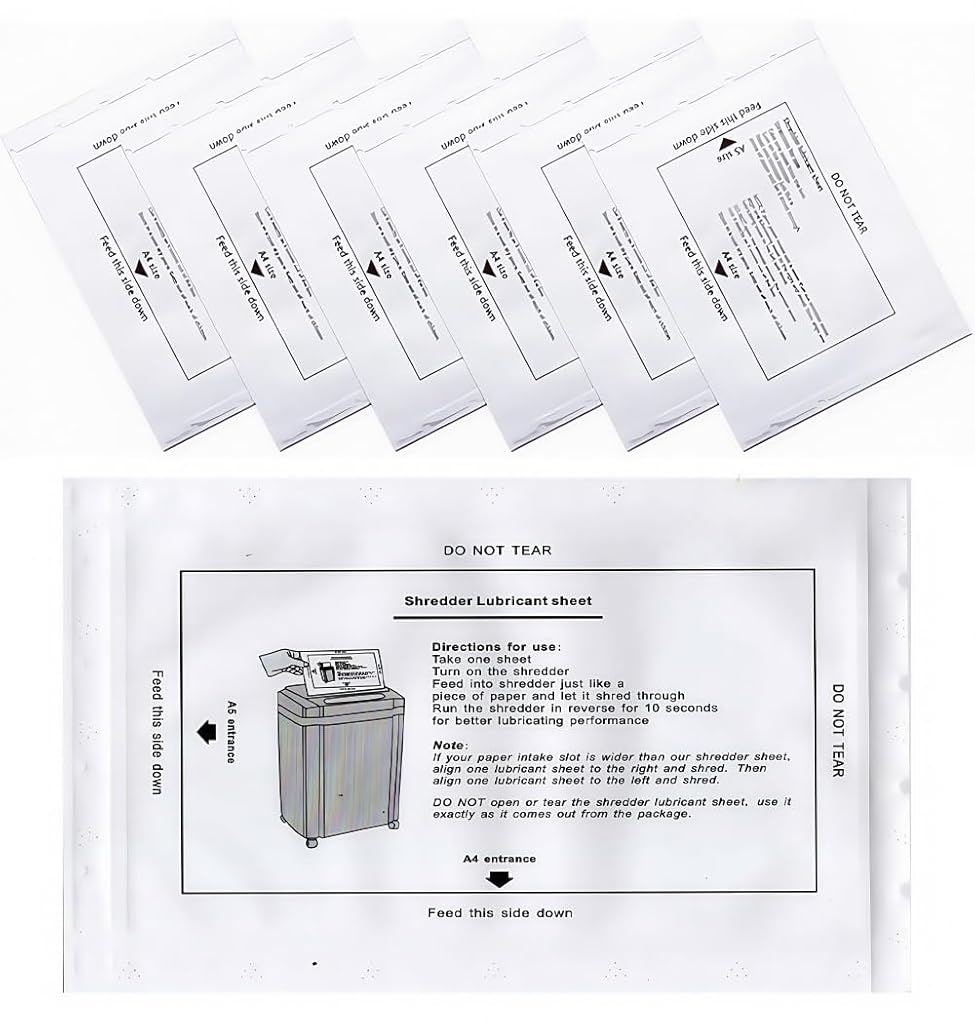 OFIFO® Paper Shredder Lubricant Sheets | Paper Shredder Oil | Convenient NO Dirty Hands for Home Office Shredders Cleaning (Pack of 12)-White