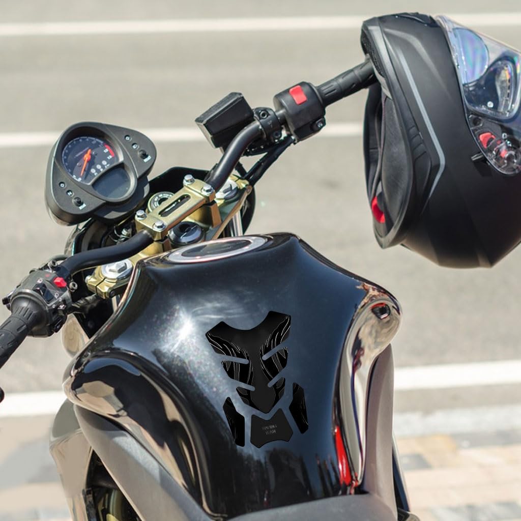 STHIRA Motorcycle Oil Tank Sticker for Decoration with 3D Embossed Fish Bone Design | Waterproof PVC Decal