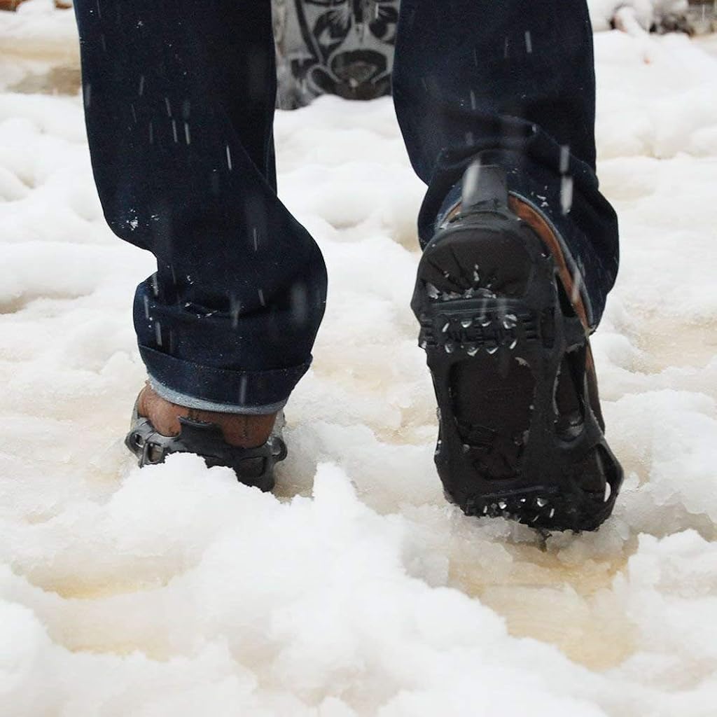 Proberos Ice Cleats for Shoes with 24 Manganese Steel Spikes and Adjustable Straps | Winter Snow Traction