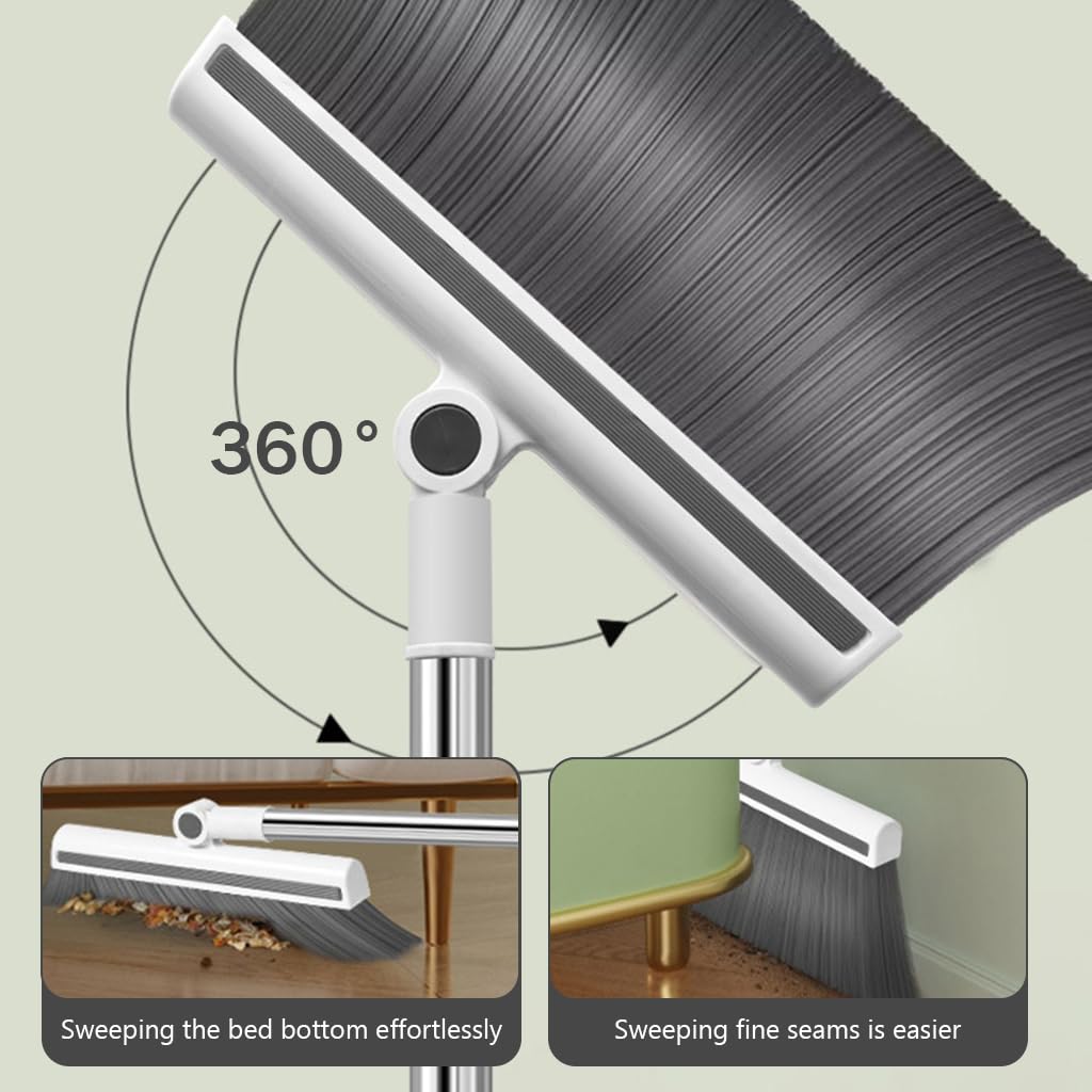 Supvox 3 in 1 Broom and Dustpan Set for Home Cleaning with Self Cleaning Teeth | Upright Storage