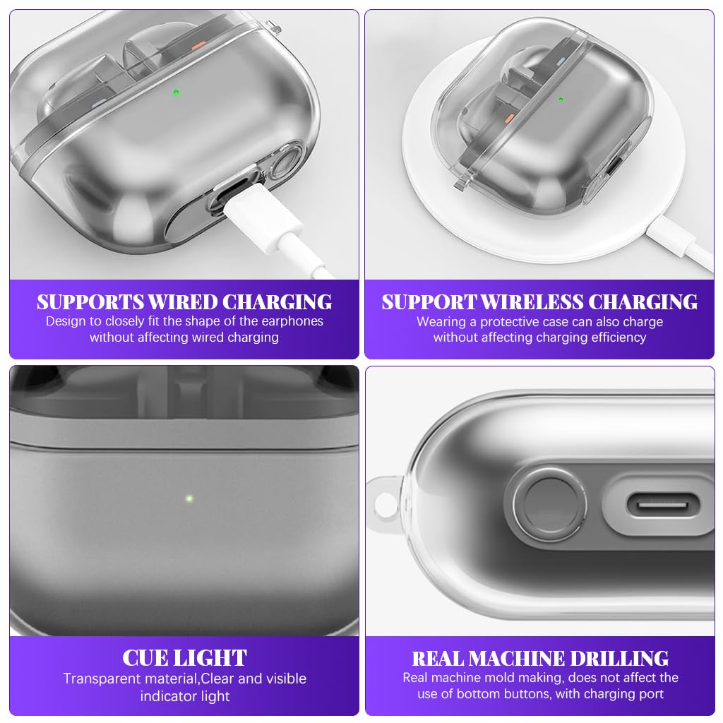 ZORBES Galaxy Buds 3 Pro Protective Case with TPU Clear Cover and Lanyard | 3PCS Set