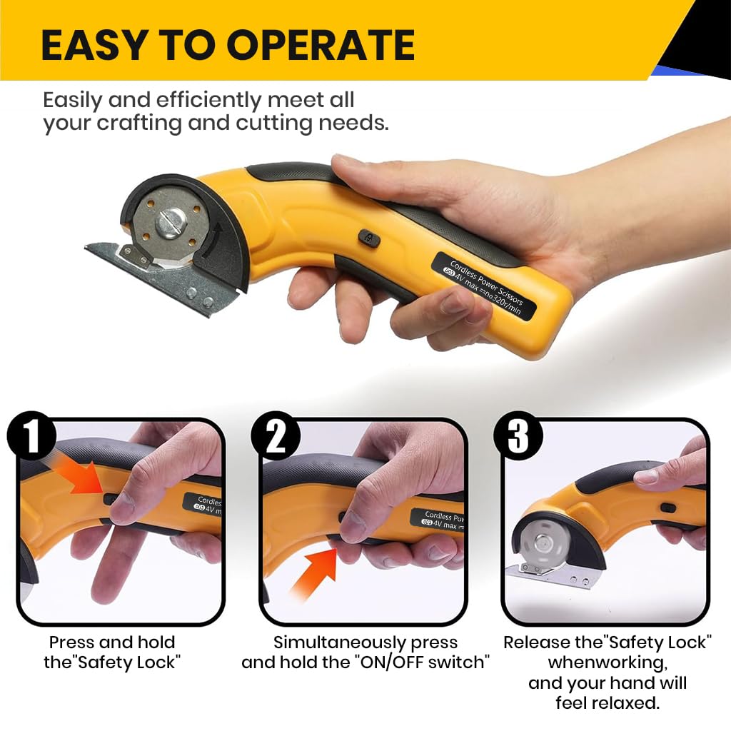 Serplex Electric Cutter for Fabric and Cardboard with USB Rechargeable Power | Ergonomic Handle