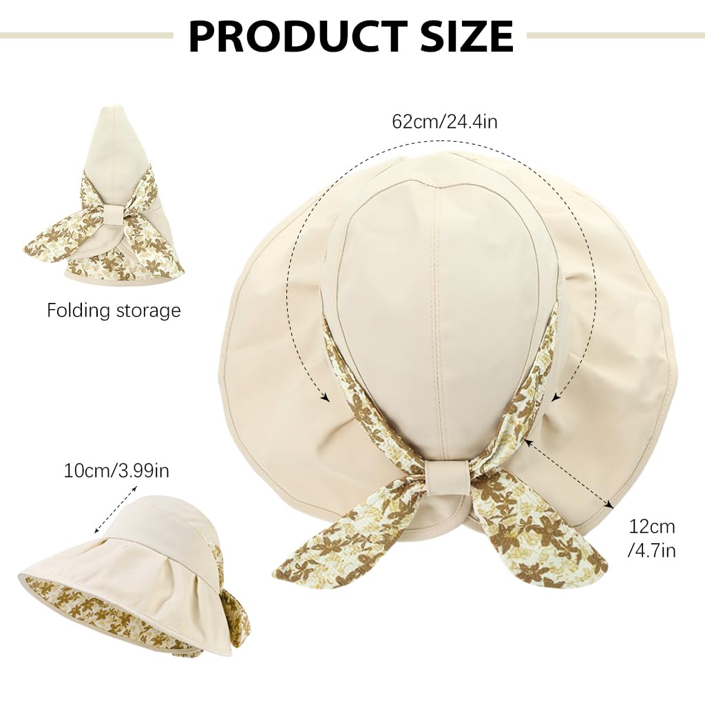SANNIDHI Sun Hat for Women with 360° Wide Brim Protection for Beach and Outdoor Travel Beige