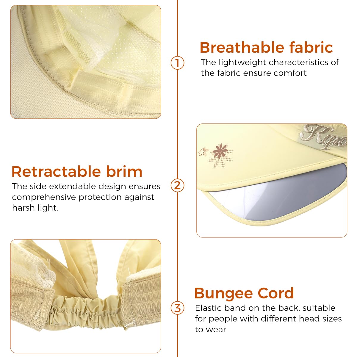 PALAY Women Cotton Sun Hats for Golf and Beach featuring Retractable Wide Brim 3PCS