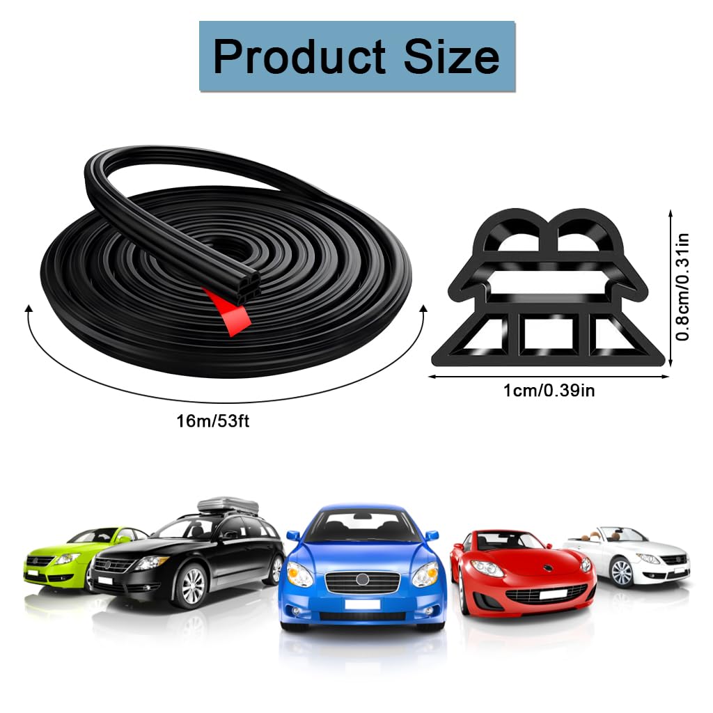 STHIRA Car Door Seal Strip for SUV Van and Pickup featuring 52.5Ft Cuttable Rubber Trim | Triple Layer Soundproof Weatherproof Design