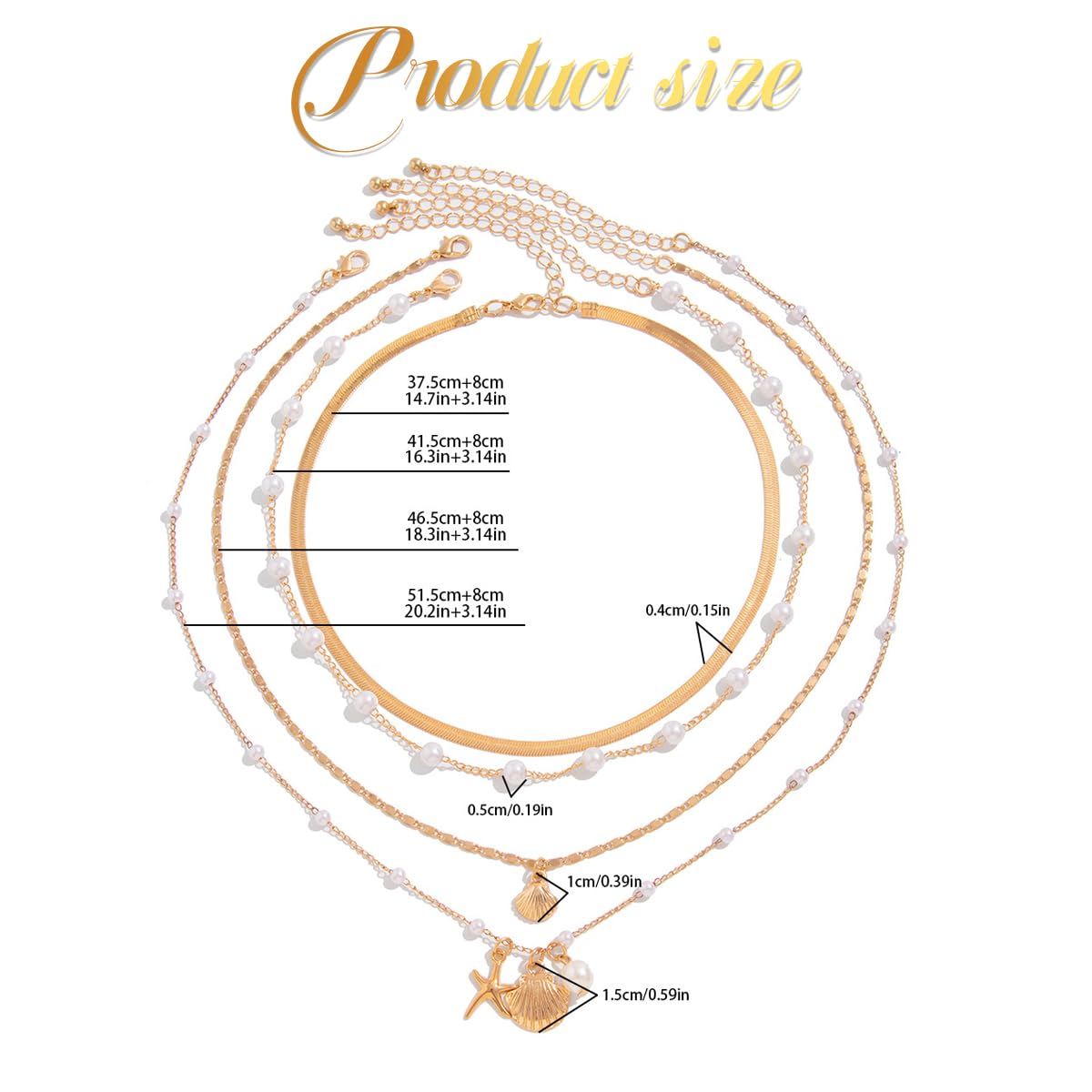 SANNIDHI Necklace Set for Women featuring 4 Layered Gold Chains with Seashell and Starfish Pendants | Beach Jewelry Gift
