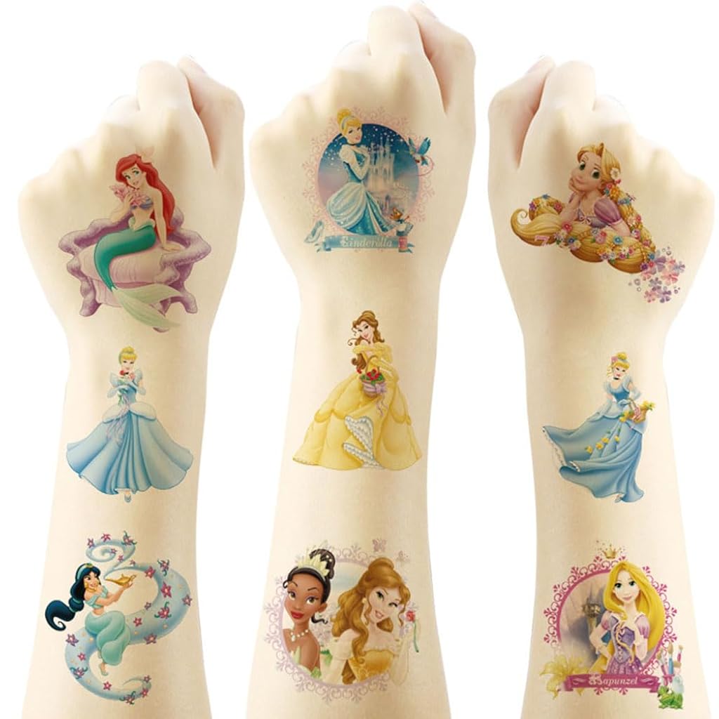 MAYCREATE® 20 Sheets Princess Temporary Tattoos for Kids, Dreamy Mermaid Themed Tattoo Stickers Waterproof Colorful Mermaid Disney Princess Tattoo Stickers for Party, Fun, Festival.