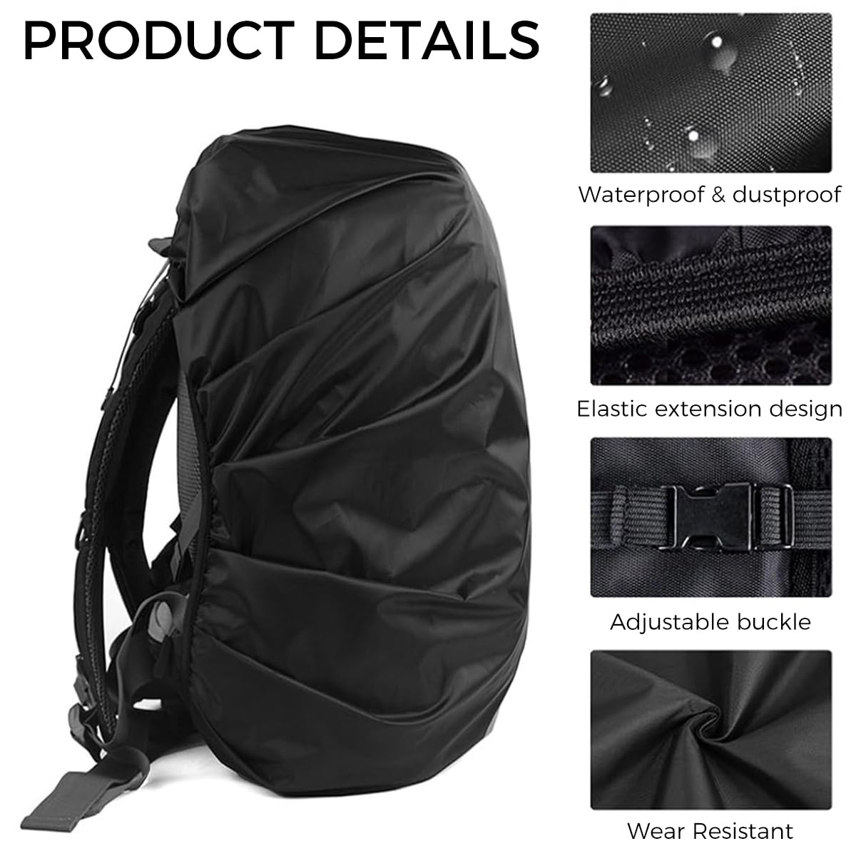 Proberos® Waterproof Rain Cover for Backpack, Backpack Rainproof Cover with Safety Reflective Strip Anti-Theft Cover, Dustproof Rain Cover Bag for School, Trekking & Camping Bags (45-55L 2pcs)