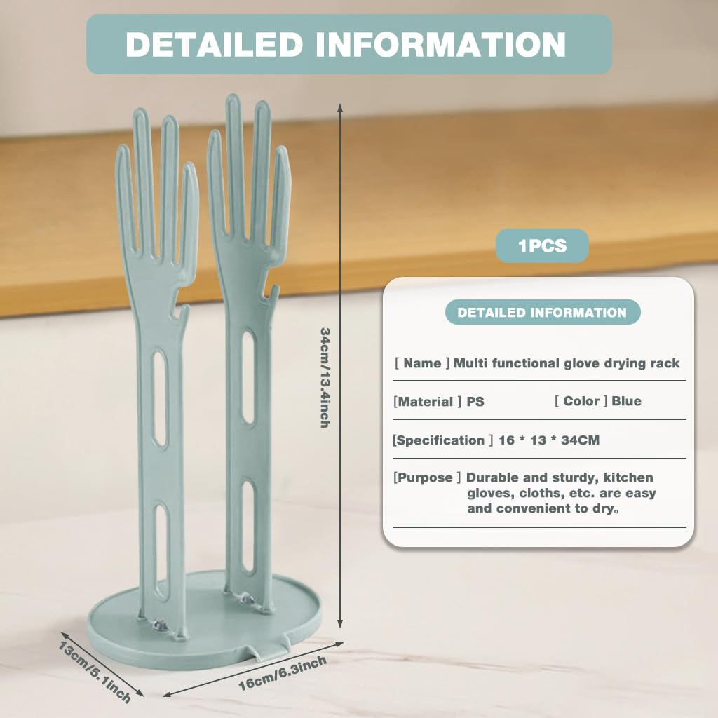 Supvox Kitchen Glove Drying Rack with Suction Cup Base and Drip Tray | Palm-Shaped Stand