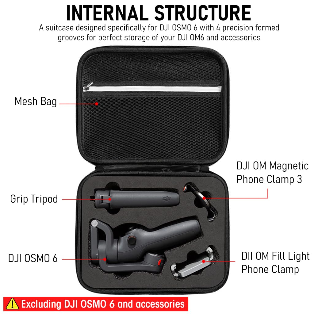 ZORBES Storage Bag for DJI Osmo Mobile 6 with 4 Molded Grooves and EVA Lining | 24×19×9 cm Portable Hard Shell Case