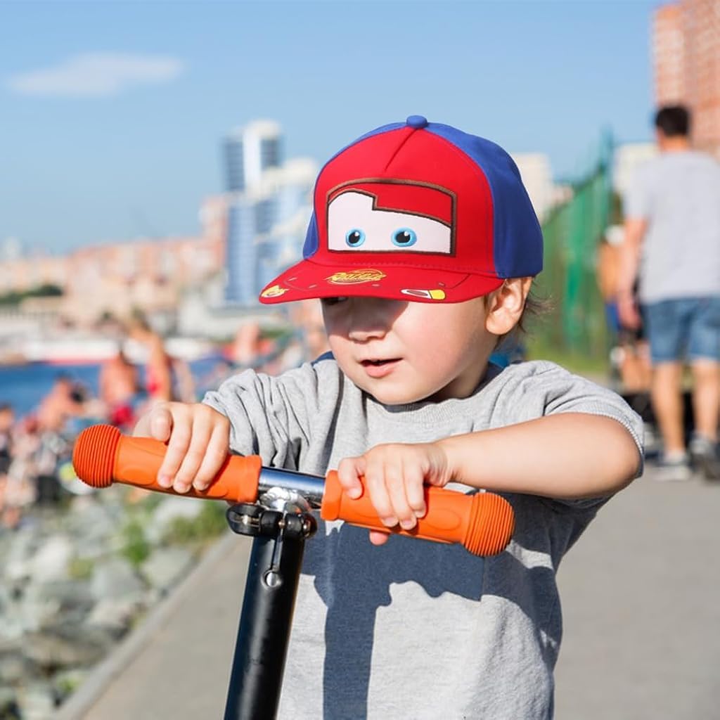 SNOWIE SOFT Kids Cap Red Fashion Cartoon Print Sun Cap Kids Wide Brim Sun Hat Adjustable Kids Cap for Boys Girls Children's Day Gift