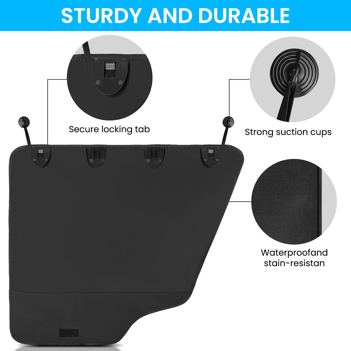 STHIRA Car Interior Door Protector for Dogs featuring Suction Cup Design 77x64cm | Waterproof Scratch-Proof Cover for Car and SUV