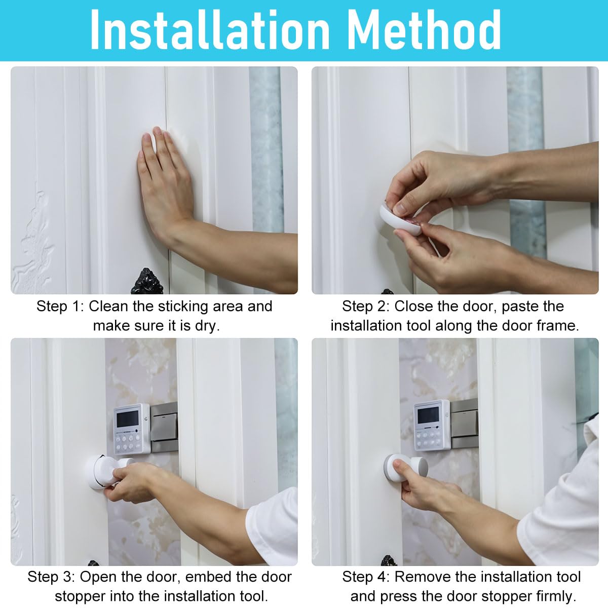 SNOWIE SOFT Door Stopper for Baby Safety featuring Flexible Arm and Self Adhesive 4pcs Set