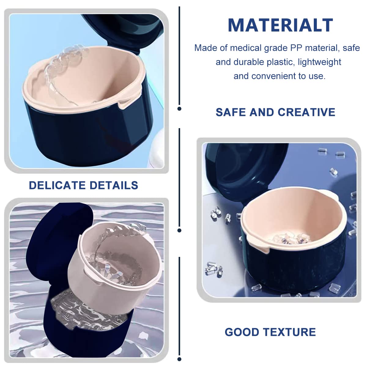 HASTHIP Denture Case for Travel with Leak Proof Silicone Seal and 95×85mm Portable Design