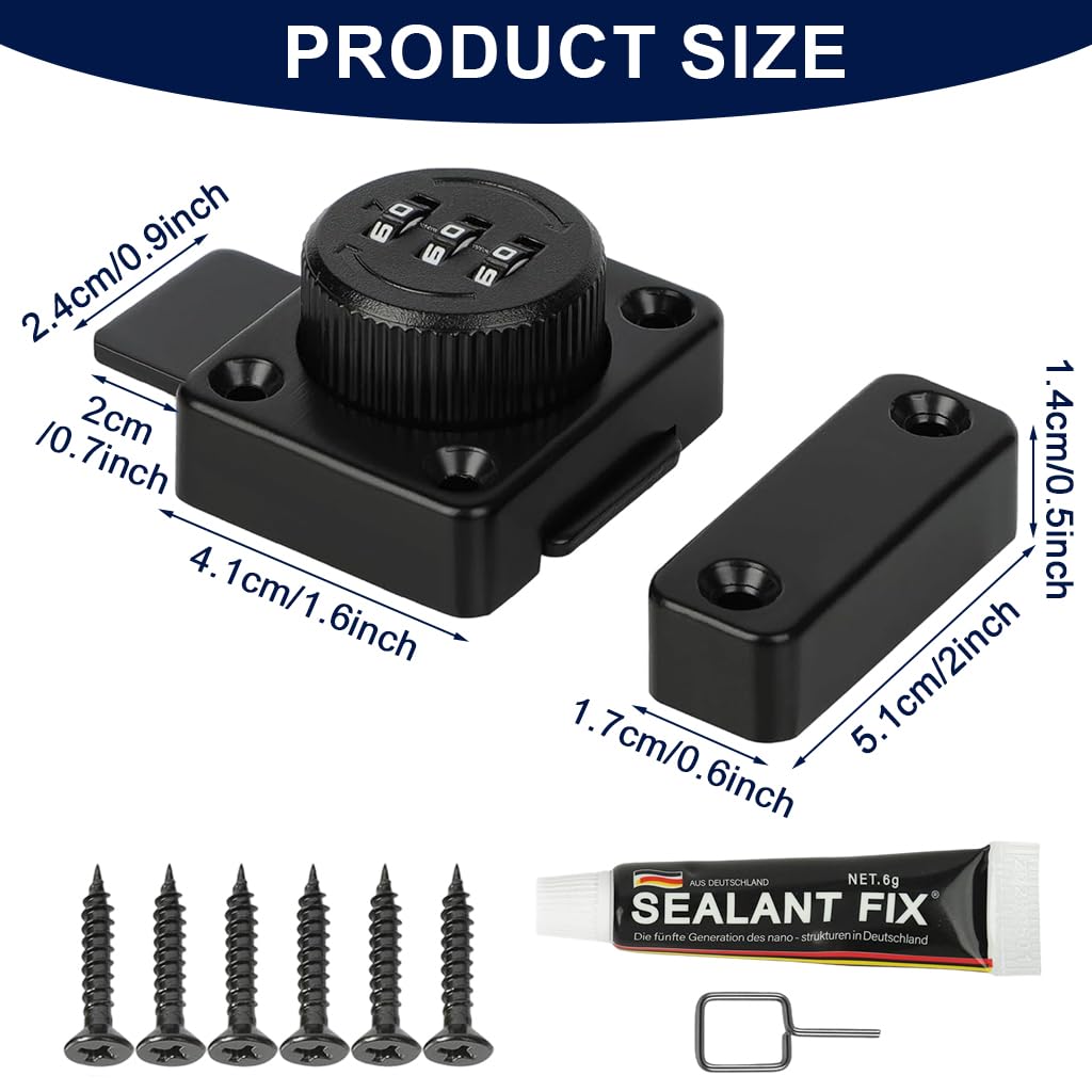 HASTHIP Password Door Lock for Interior & Exterior Doors with 3-Digit Keyless Latch | Heavy Duty Zinc Alloy