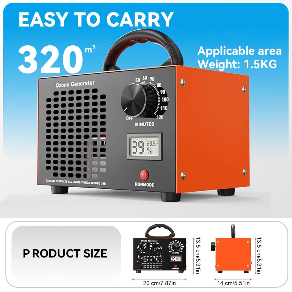 HANNEA Ozone Generator for Air Purification and Odor Removal with LCD Display | 60000mg h Output