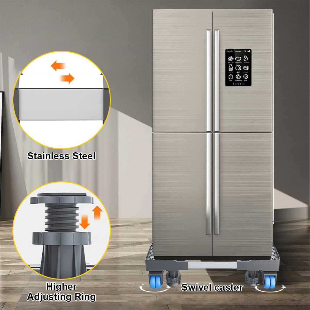 HASTHIP Stand for Washing Machine with 4 Swivel Wheels and Adjustable 16–25 in Base | Dual Support Tubes