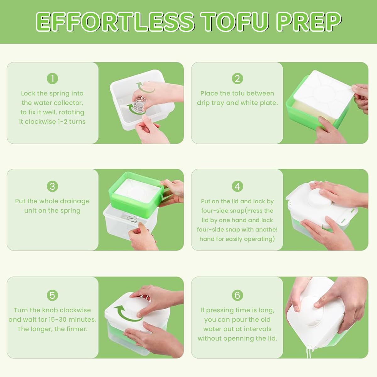 HASTHIP Tofu Press for 8–14 oz Homemade Firm Tofu with Adjustable Spring Mechanism | BPA‑Free