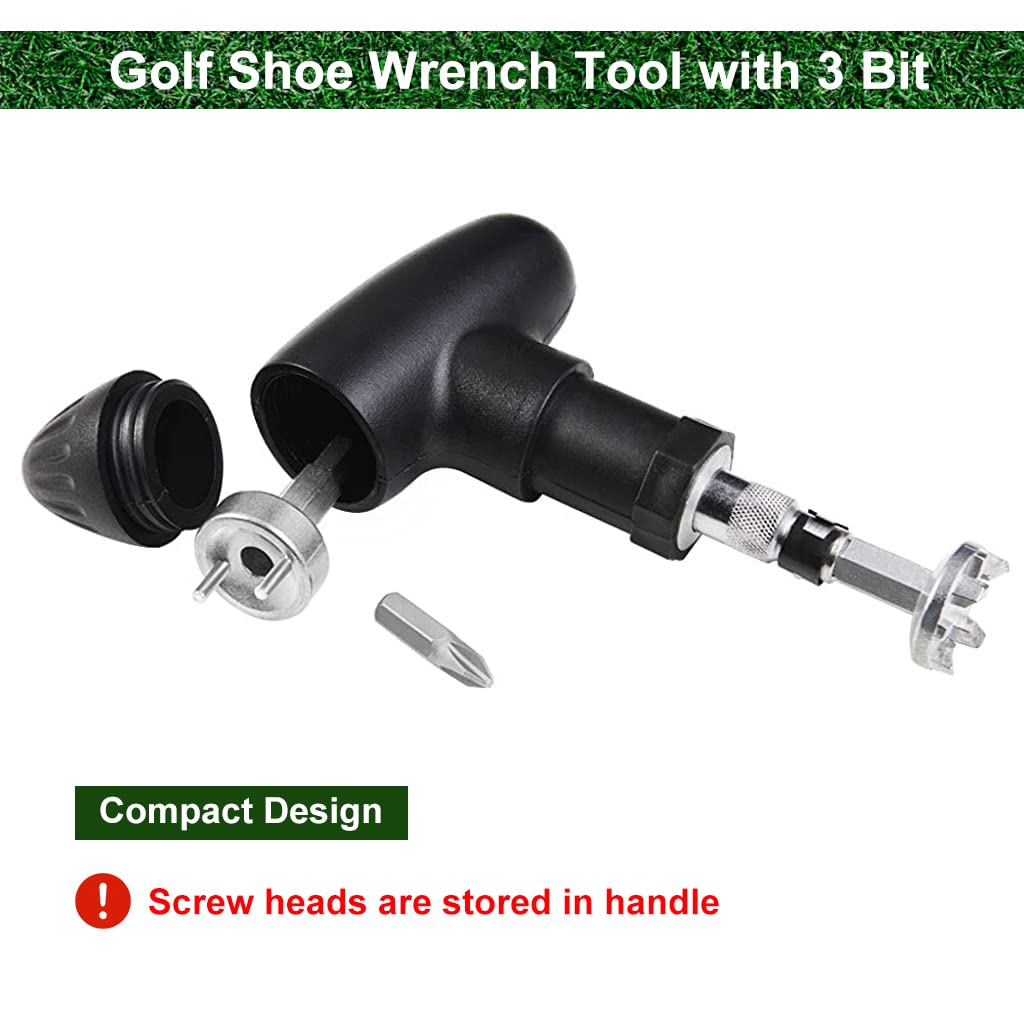 Proberos® Golf Shoe Spike Pro Wrench Tool with 3 Bit, Portable Golf Shoes Spike Wrench Remove Replacement Tool Cleats Golf Tool