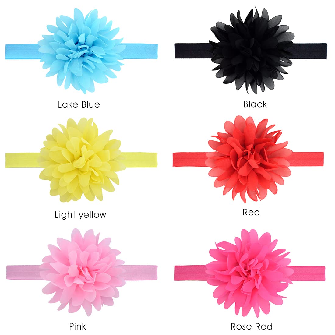 ZIBUYU Headbands for Baby Girls with Soft Nylon Elastic | 6‑Piece Floral Hair Accessories