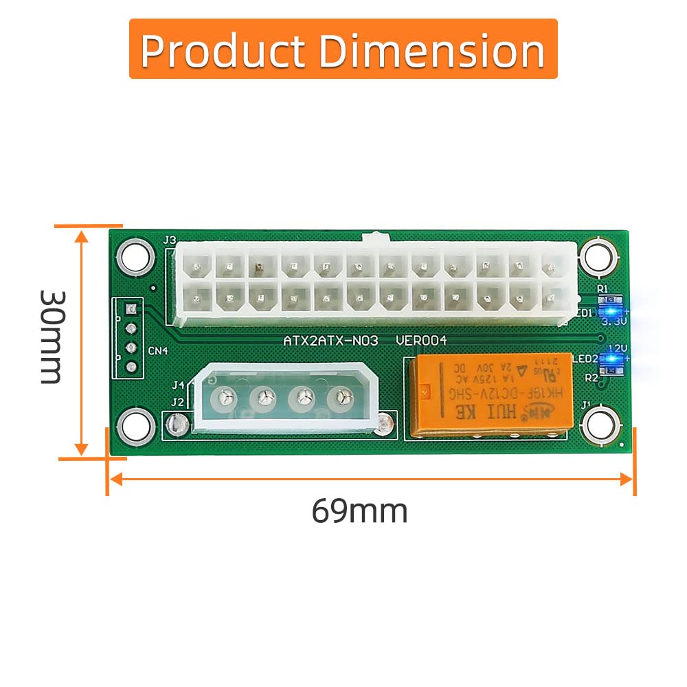 ELEPHANTBOAT Dual Power Supply Connector for Bitcoin Mining with 4 Pin and 24 Pin LED Board | Synchronous PSU Expansion