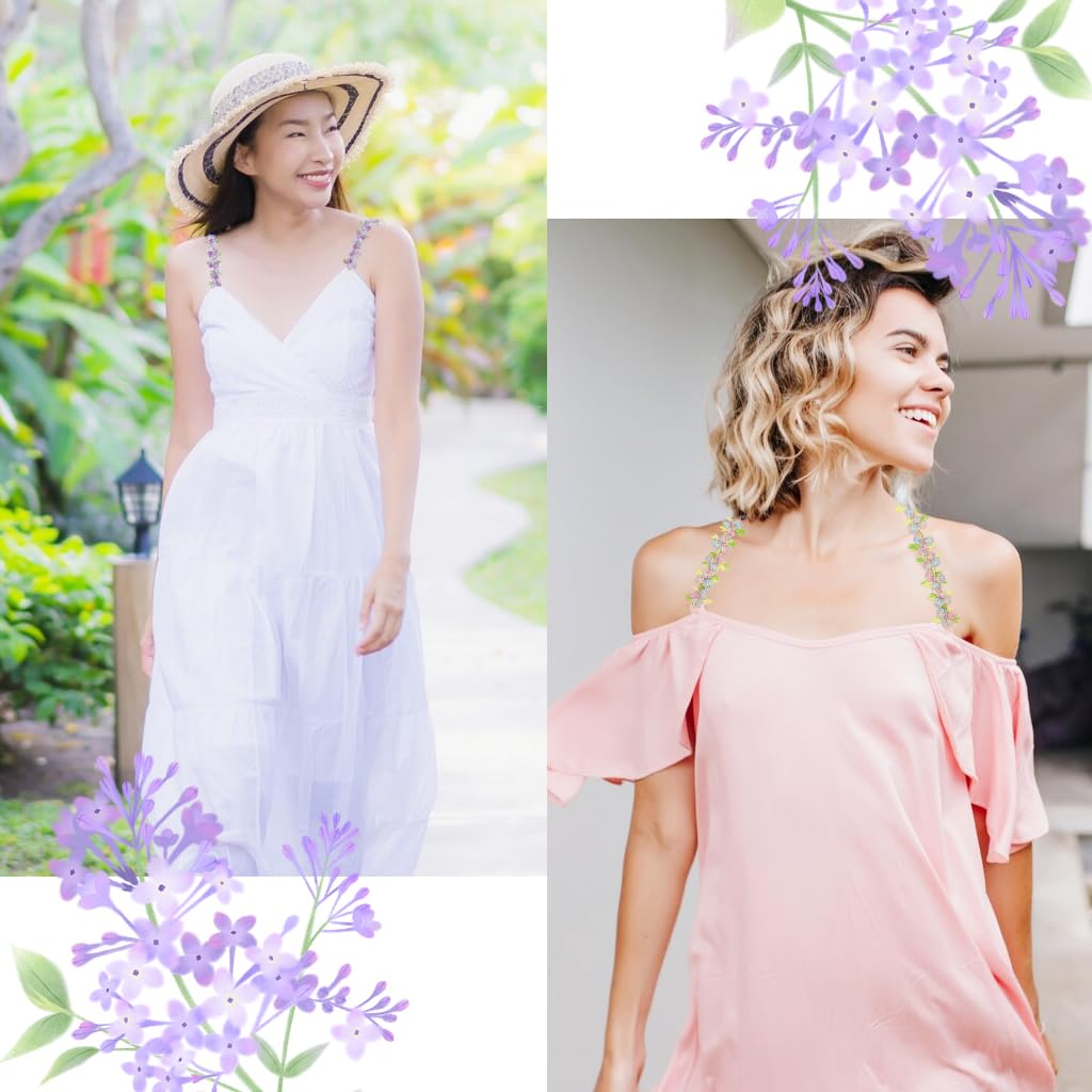 SANNIDHI Bra Straps for Women featuring 1.8cm Adjustable Stretch Design | 2 Pairs Embroidered Floral Replacement Straps