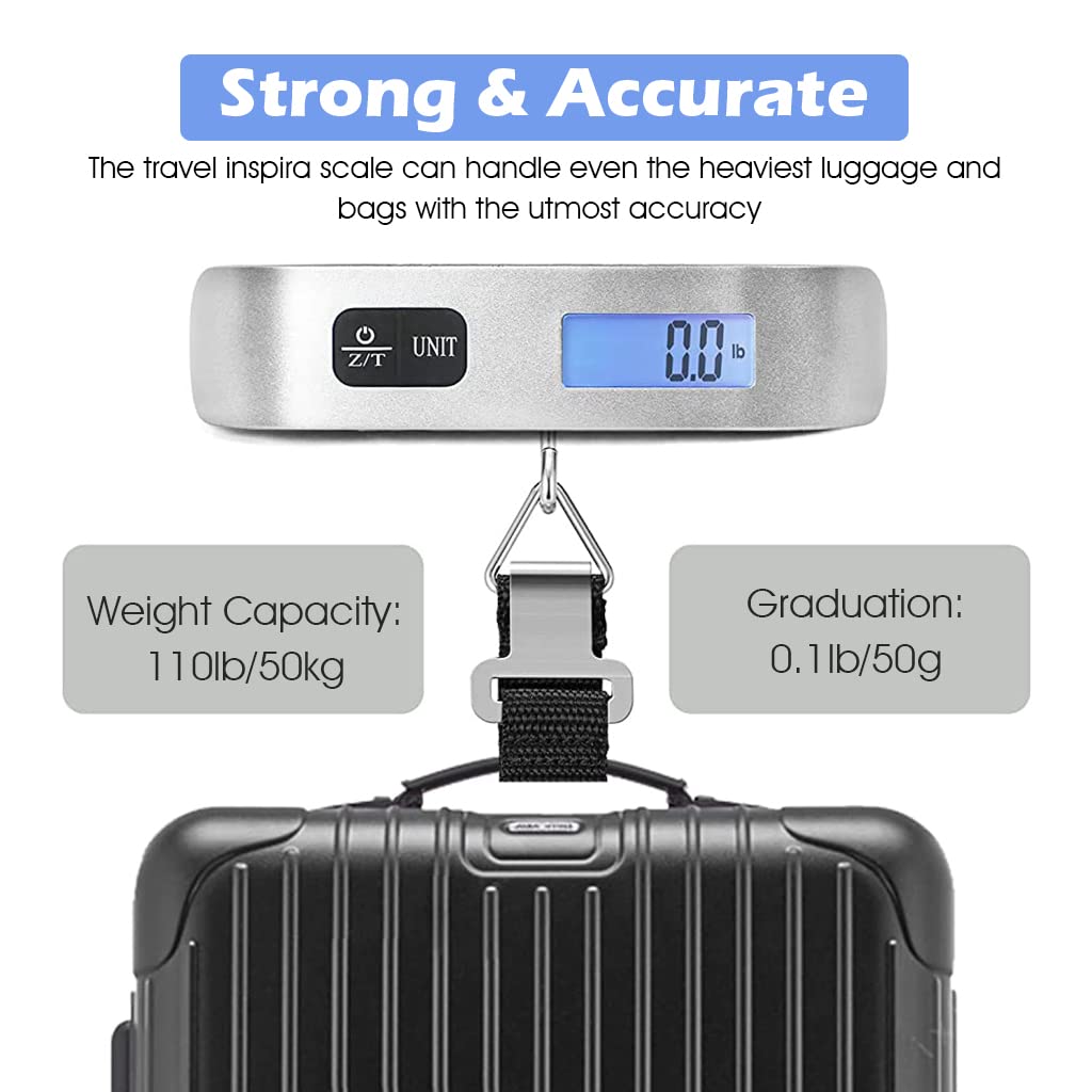 ZIBUYU Weighing Scale for Luggage with LCD Backlit Display and Tare Function 110lb Capacity