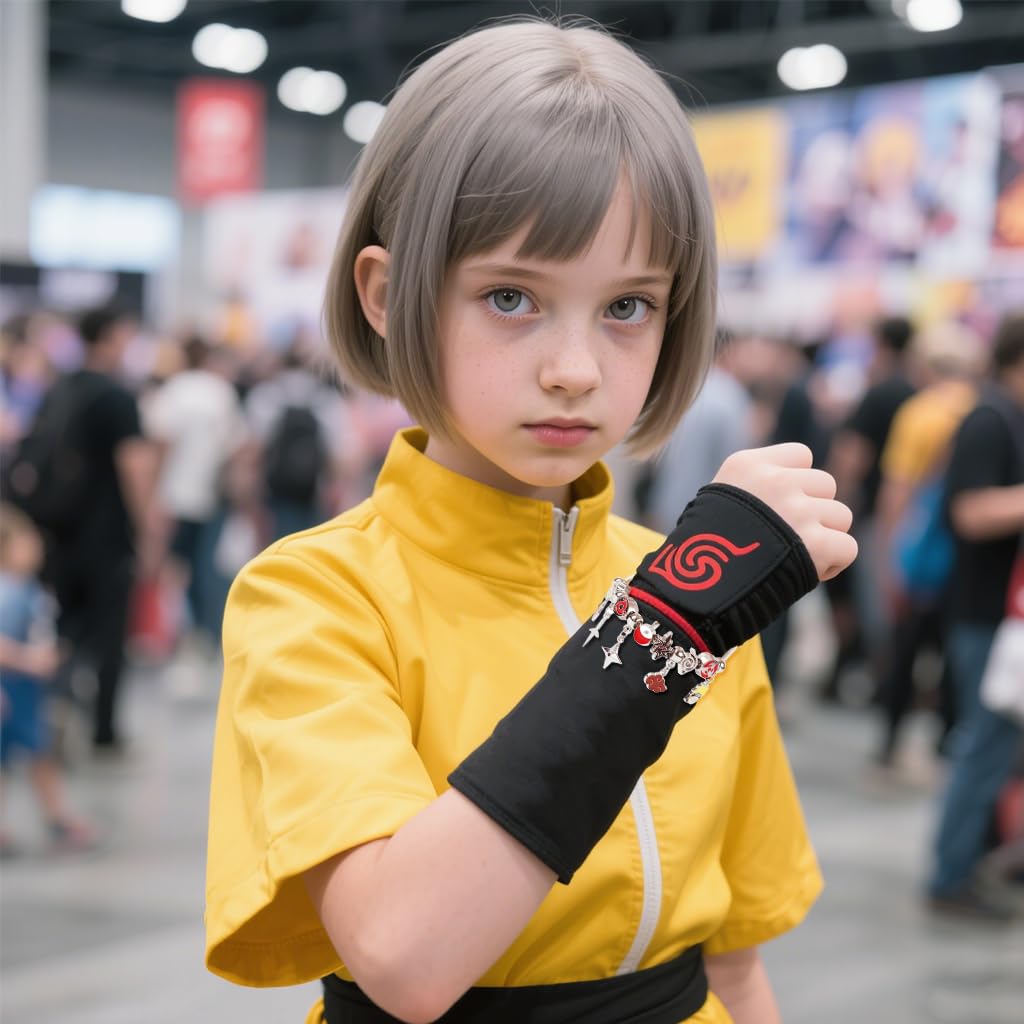 SANNIDHI Bracelets for Kids featuring Ninja Anime Charms with 6.69 in Fit Extension | Cosplay Jewelry Gift