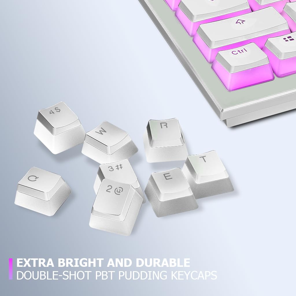 Verilux® 108-Key Pudding Keycaps, General Keycaps for Mechanical Keyboard 21 Spare Keycaps PBT Pudding Mechanical Keyboard Key Caps Gaming Keyboard Keycaps for 61/62/68/84/87/104/108/980k Keyboards