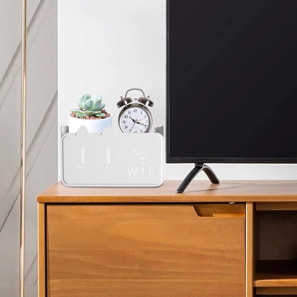 Supvox® Acrylic Router Rack Mount - Wall-Mounted Adhesive Holder | Multifunctional Organizer for Set-Top Boxes