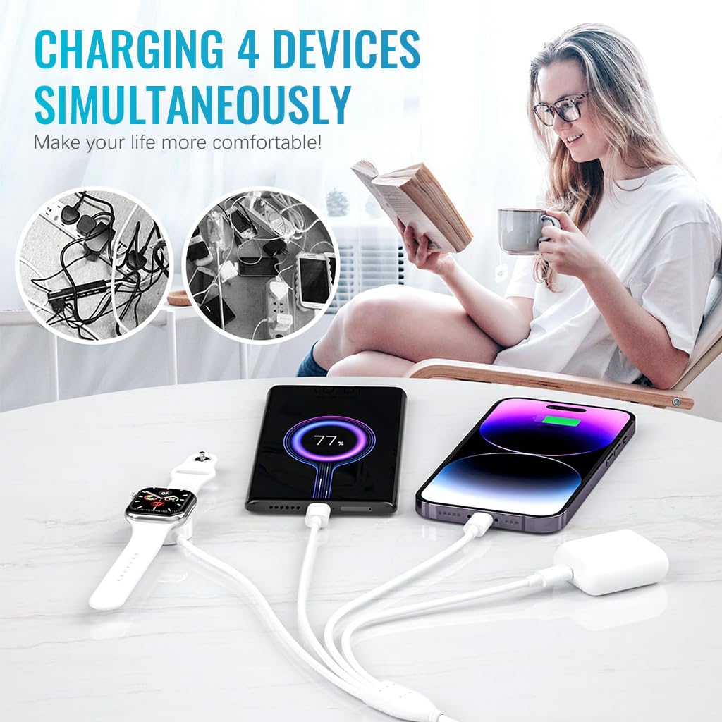 Verilux Watch Charger Cable for Apple with 2 in 1 USB C Port and 5.9FT Length | Magnetic Charging