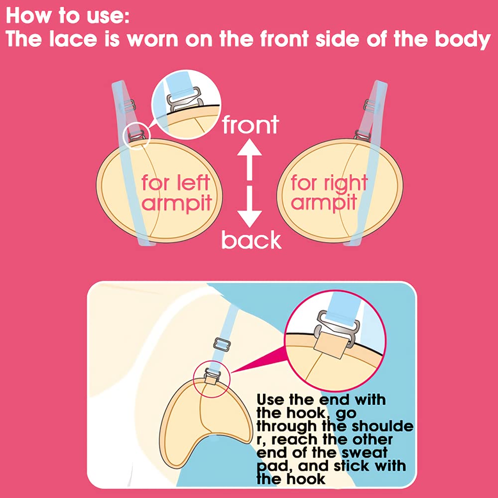 MAYCREATE Sweat Pads for Underarms with Invisible Shoulder Strap and Washable Polyester | 2 Pcs Reusable Pads for Women and Men