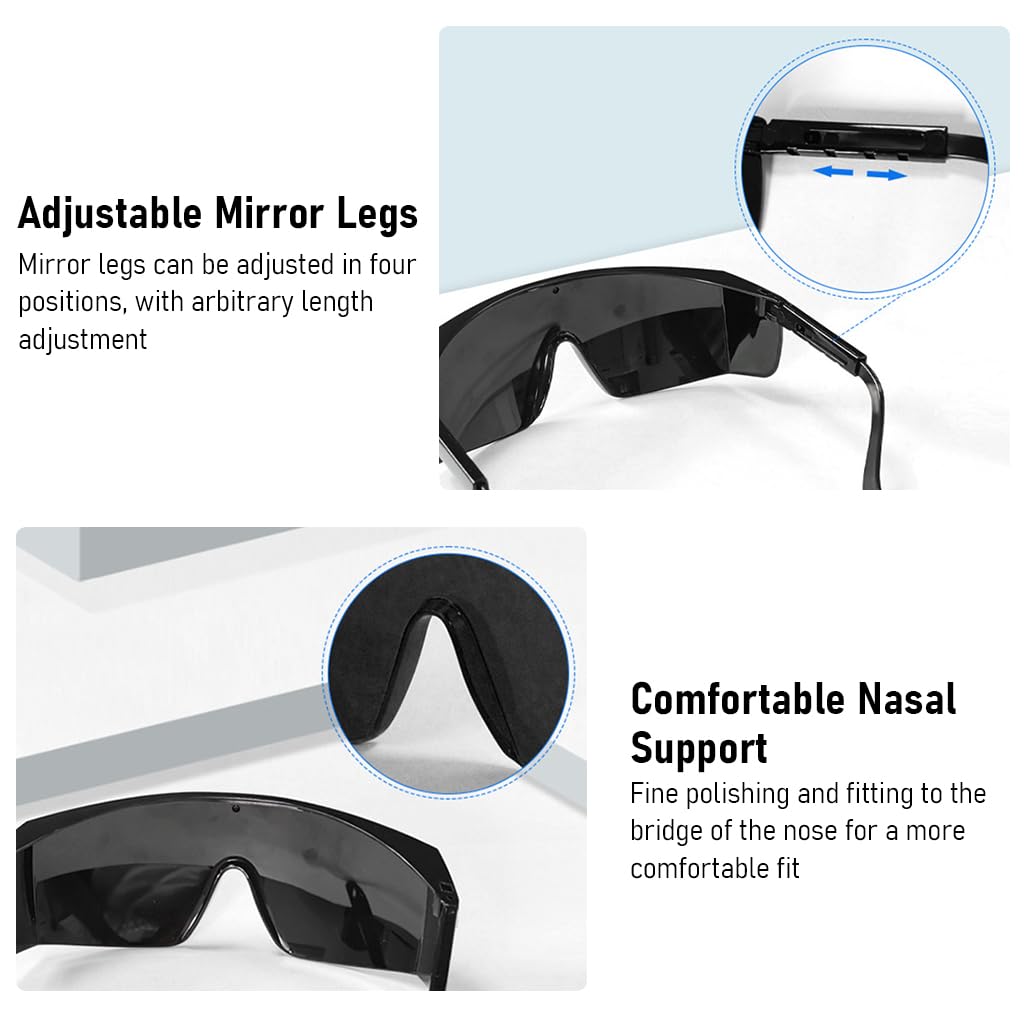 Serplex Laser Safety Glasses for IPL 190-2000nm Light with Adjustable Temples | Includes Wipe Cloth and Case