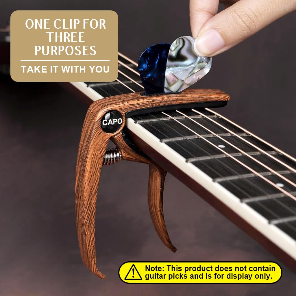 HASTHIP Guitar Capo for Acoustic and Electric Guitar with Pick Slot and Zinc Alloy Build | Fits Ukulele, Banjo and Mandolin