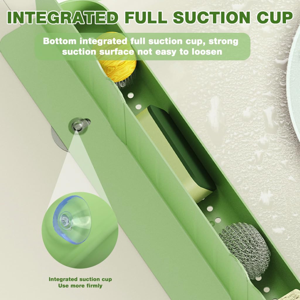 Supvox Sink Splash Guard for Kitchen with 16.7 in Drain Storage Compartment and L Shape Silicone Panel