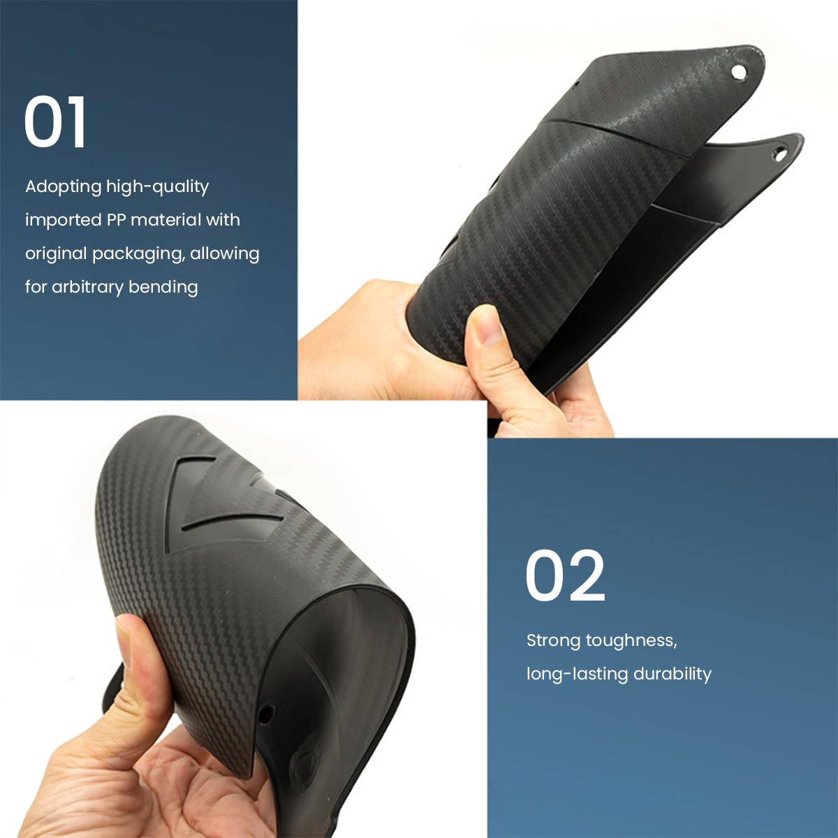 STHIRA Motorcycle Front Mudguard for Universal Bikes with 5.5x9.8 in Coverage and Carbon Fiber Pattern