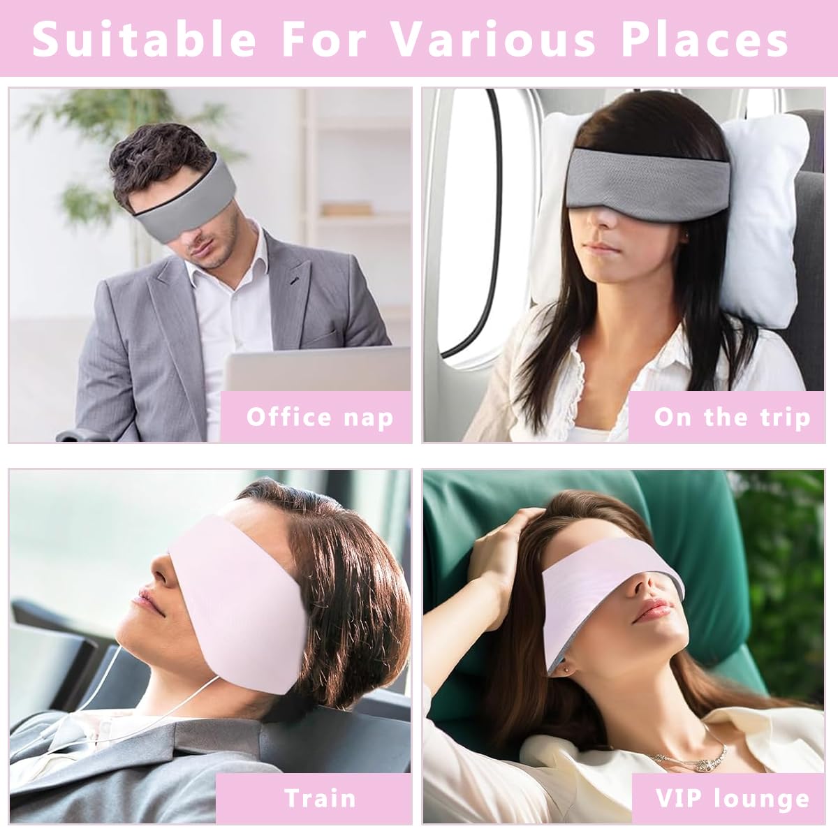 HANNEA® Eye Mask For Sleeping, Blackout Noise Reduction Eye Cover For Sleep Soft Sleeping Eye Mask Cute Blindfold for Sleeping Comfortable Cotton Eye Cooling Mask Travel Accessories For Men Women